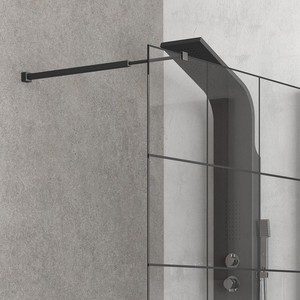 NICO-W1000 Kamalu Box Doccia Walk-in 40cm con Vetro Spessore 8mm, Piatto Rettangolare, Profili Neri Serigrafati, Linea Dritta - Product Image 3