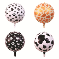 Ballon sphérique en Mylar de 22 pouces, imprimé animal, motif vache, motif patte de chien, pour la décoration de fête d'anniversaire des enfants