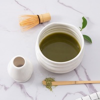 RTS vente en gros de services à thé matcha emballage de boîte-cadeau bol en céramique blanc rose populaire ensemble de fouet matcha
