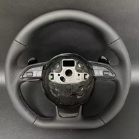 Audi A3 için özelleştirilmiş 8V A4 B8 A5 A6 A7 Q3 Q5 Q7 S8 R8 S3 S5 kırmızı dikiş süet deri düz dipli direksiyon
