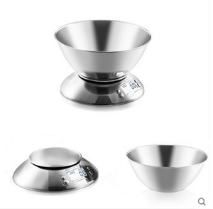 Báscula Digital de Cocina Redonda de Acero Inoxidable con Pantalla LCD, Capacidad de 5 kg y 1 g de Precisión, con Recipiente, Funciona con Batería, Modelo BST-K17 - Product Image 2