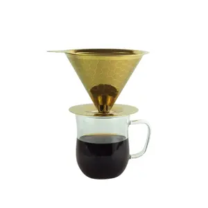 High Quality Custom Logo Stainless Steel Pour Over Coffee Dripper Filter Set