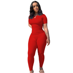 ชุดเสื้อผ้าใส่อยู่บ้านสุดหรูสำหรับผู้หญิงกางเกงเลกกิ้งผ้าคอตตอนใส่วิ่งเข้ารูป2ชิ้นแบบเรียบเซ็กซี่ - Product Image 3