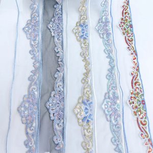 <strong>Wave</strong> <strong>Lace</strong> Net Gauze Embroidery Wrapped Edge <strong>Sequins</strong> <strong>Lace</strong> for Curtain Dress - Product Image 1