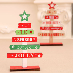 Adornos navideños para armar: Mini árbol de Navidad de madera con el alfabeto inglés, un pequeño adorno para escritorio/oficina. - Product Image 4