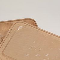 Boîtes à lunch bento en balle de riz avec logo personnalisé, 5 compartiments, sans PFAS, biodégradables, contenants alimentaires jetables avec couvercle, utilisation en restaurant