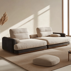 Sofá Seccional de plumas de 3 plazas <span class=keywords><strong>Beige</strong></span> nórdico, sofás tapizados de <span class=keywords><strong>tela</strong></span> cuadrada para uso en apartamentos, hoteles y villas - Product Image 6