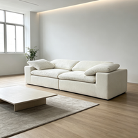 Canapé sans cadre en tissu lin et mousse compressée, livré sous vide pour appartement et villa en conteneur complet