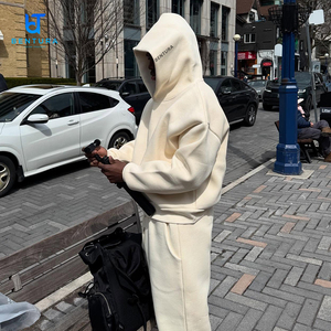 Double Layered Cotton 500 Gsm Blank Sweatsuit Wholesale Tracksuit Custom Blank Heavyweight Zip up Hoodie and <strong>Sweatpants</strong> <strong>Set</strong> - Product Image 6