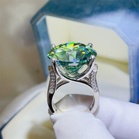 Fabrik-Großhandel 925 Sterling Silber Schmuck Mode Rundschliff 20-Karat Grüner Moissanit-Ring für Damen