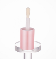Flacon vide de 6 ml pour brillant à lèvres/rouge à lèvres, rose/rose argenté, avec grand pinceau, forme ronde, rechargeable