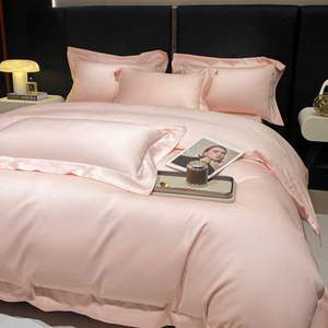 Ensemble de draps double en pur coton à haute densité de fils, couleur unie, respirant et doux, pour toutes les saisons, ensemble complet de 7 pièces pour la maison et l'<span class=keywords><strong>hôtel</strong></span> - Product Image 4