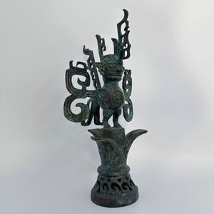 Tardo Shang dinastia Sanxingdui bronzo testa umana artefatto ottone lucido placcato uso per regalo portato alla luce Guanghan Sichuan rovine - Product Image 2