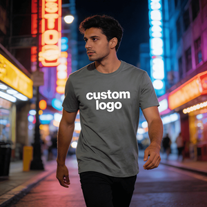 T-shirt en coton tricoté 100% délavé à l'acide, sérigraphié, 250g, respirant, style streetwear avec logo frontal pour homme - Product Image 5