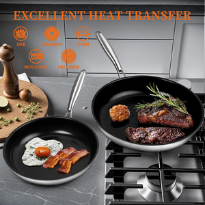 Juego de Utensilios de Cocina de Cerámica de Acero Inoxidable de Tres Capas, 4 Piezas con Tapas de Vidrio, Apto para Horno, Solo Lavar a Mano - Product Image 2