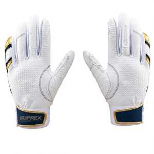 Gants de frappeur en cuir grainé couleur personnalisée pour baseball, softball et fastpitch, rembourrés, respirants, avec languette de poignet auto-agrippante et logo personnalisé - Product Image 1