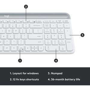 Clavier et Souris Ergonomiques Sans Fil Ultra-Mince MK470, 104 Touches, Blanc, Plug & Play, Programmable - Product Image 6