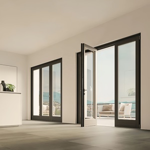 Porte à battants en aluminium personnalisée double verre trempé de haute qualité portes battantes en aluminium à rupture thermique à vendre - Product Image 6