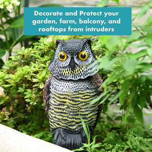 大型屋外/屋内ガーデン保護用フクロウ型鳥よけ、回転ヘッド付き鳥撃退デコイ、フクロウ型かかし、裏庭のバードウォッチング用PE素材 - Product Image 5