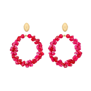 Pendientes de Aro con Cuentas Rojas PND202404-1376, Chapados en Oro PVD, Acero Inoxidable 316L, Joyería de Moda Sostenible y Resistente - Product Image 2