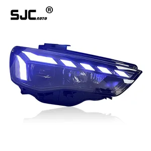 SJC Auto for Audi A3ヘッドライトアセンブリ2013-2016変更されたLEDレンズヘッドライトデイタイムランニングライト流れるターンライト