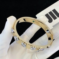RUYI Bracelet Jonc de Luxe en Or de Dubaï, Or Jaune 14K Massif Lourd, Grand Diamant Taille Fantaisie 5 carats Total, Bijoux Bracelet pour Femme