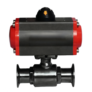 Vanne à bille pneumatique sanitaire en acier inoxydable de qualité alimentaire, résistante à la chaleur, avec actionneur pneumatique, vente de liquidation B2B Covna - Product Image 4