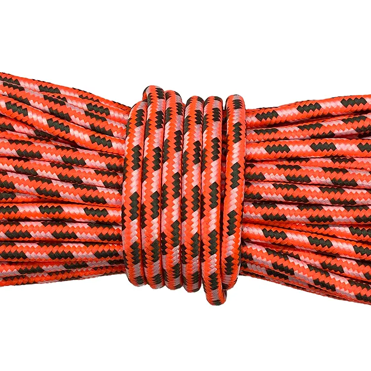 Corde en nylon tressée statique, lacets orange Fluorescent couleur mixte, corde tissée en polyester PP de 4mm