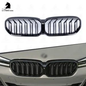 ABS Gloss Black Double Slat Front Bumper Grill For BMW 5 Series G30 LCI 530i 540i 2020+