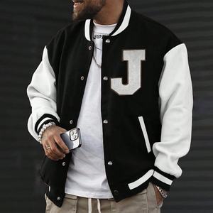 بخاخ قوس قزح تصميم مخصص ODM/OEM V-neck جاكيت اسكواش من المصنع للرجال لون حجب الحروف المطبوعة سترات بيسبول للرجال - Product Image 1