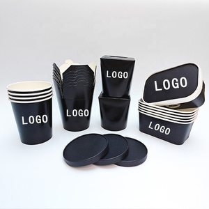 Tùy chỉnh bao bì hộp Takeaway dùng một lần phân hủy sinh học giấy màu đen Takeaway container thực phẩm - Product Image 1