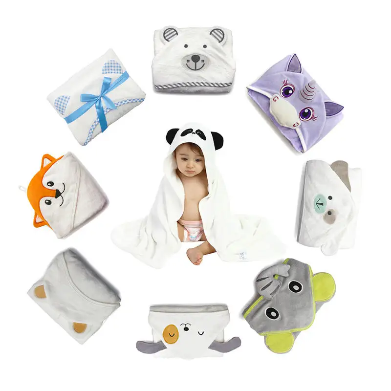 Accappatoi personalizzabili con cappuccio per neonati con misto bambù di cotone e coperta fasciante