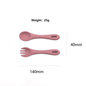 BPA Free Silicone Baby Spoon Fork Set First Stage Soft Toddler Kids Mealtime Cutlery Utensils Infant Tableware Dinnerware <b>Kit</b> - Product Image 4