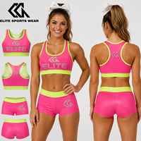 Ensemble d'échauffement de cheerleading personnalisé avec logo pour filles, ensemble de pompons et nœuds, tenue d'entraînement de danse pour équipe athlétique