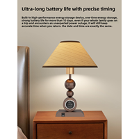 Lampe de table de style rétro italien, lampe de chevet avec abat-jour en tissu pour chambre à coucher, lampe de table décorative avec haut-parleur intelligent