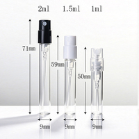 Vente en gros d'atomiseurs de parfum miniatures de 1 ml, 1,5 ml, 2 ml, flacons d'échantillons de parfum en verre avec vaporisateur