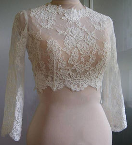 Nuova <span class=keywords><strong>Giacca</strong></span> <span class=keywords><strong>Bolero</strong></span> in Pizzo 2025 per Spose, Maniche Lunghe Staccabili con Ricami, Accessorio per Abito da Sposa - Product Image 1