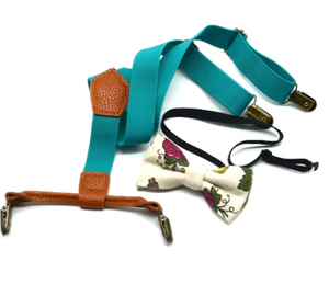 4 pinces métalliques Ensemble <span class=keywords><strong>de</strong></span> bretelles et nœud papillon pour enfants Ceinture ajustable en cuir PU <span class=keywords><strong>haut</strong></span> <span class=keywords><strong>de</strong></span> <span class=keywords><strong>gamme</strong></span> pour garçons et filles - Product Image 2