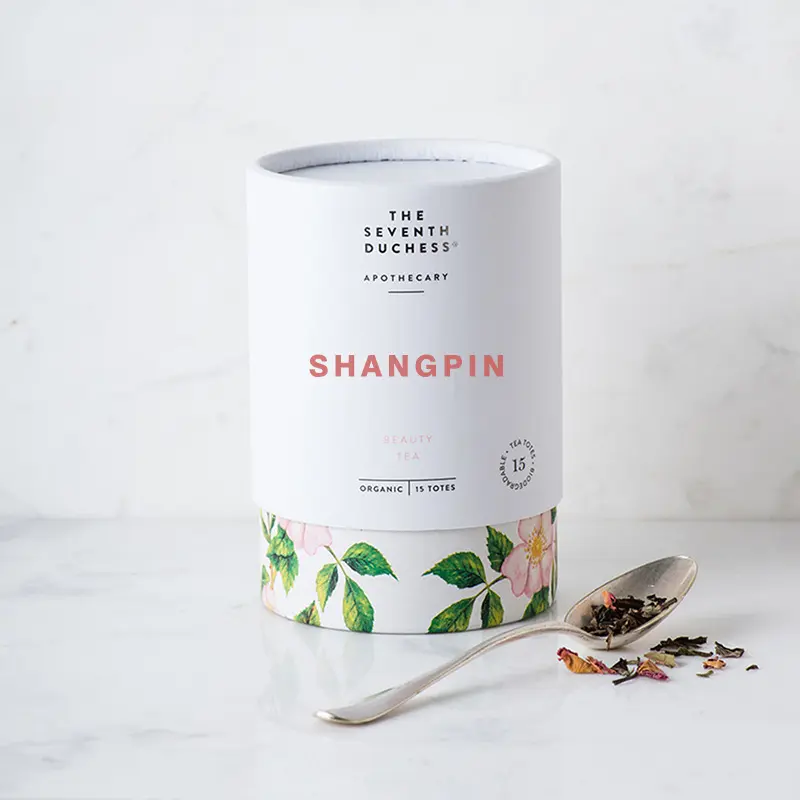 Impresión personalizada Biodegradable, cartón cilíndrico, bolsas de té prémium, embalaje de tubo de regalo para paquete de té Suelto