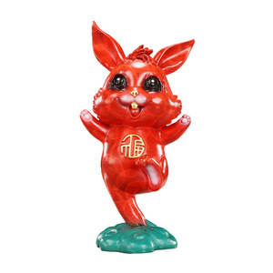 Figurine de lapin rouge Copper World, artisanale, décoration de bureau pour le Nouvel An chinois - Product Image 2