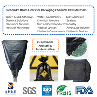 Sac antistatique dissipateur d'électricité statique LDPE à fond conducteur pour composants électroniques, écouteurs, fabrication de semi-conducteurs - Noir