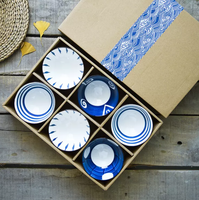 Bol en céramique japonaise, soupière en porcelaine bleue et blanche, guérison naturelle, ensemble cadeau, 4.5 pouces, offre spéciale