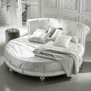 מיטת עור בגודל מלא עגול עיצוב תעשייתי אירופאי עם מסגרת ברזל עץ מנגו פירוט כולל מחיר - Product Image 1