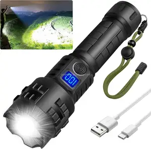 Siêu sáng cầm tay chiến thuật đèn pin lumens cao có thể sạc lại XHP70.2 Powered <span class=keywords><strong>LED</strong></span> sáng ánh sáng đèn <span class=keywords><strong>flash</strong></span> - Product Image 1