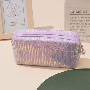 Wholesale Personalized Design Woman Portable Travel Square <b>Case</b> Glitter Sequins Pouch Cosmetic <b>Makeup</b> Bag With Zipper - Product Image 5