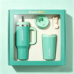 Set di Tumbler Isolati in Acciaio Inox da 40oz con Manico e Tazza da Caffè da 14oz, Coperchi Multipli, Mantenimento Termico 12-24 Ore - Product Image 4