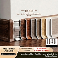 Plinthe en aluminium anodisé effet bois, courbée, pour protection décorative des murs et sols, fixation rapide pour hôtels