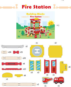 Blocs de construction <span class=keywords><strong>en</strong></span> <span class=keywords><strong>bois</strong></span> Montessori pour enfants, modèle de pompiers éducatif, empilage <span class=keywords><strong>et</strong></span> assemblage, jouet d'apprentissage précoce - Product Image 4