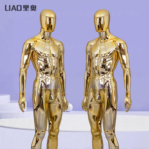 Krom altın erkek tam vücut manken erkekler kukla tabanı ile 2024 yeni moda bezler butik ekran - Product Image 5