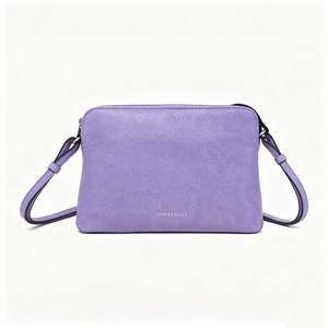 <b>Lavender</b> Pebbled Genuine Leather Crossbody <b>Bag</b> Front Zip Pocket Adjustable Strap Women Small Shoulder Purse - Product Image 1